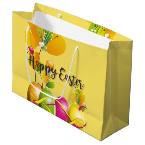 Colorful Easter Eggs and Flowers Large Gift Bag