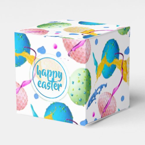 Colorful Easter Eggs and Paint Splash Favor Boxes