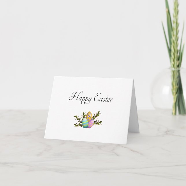 Colorful Easter Eggs Botanical Elegant Holiday Card (Front)