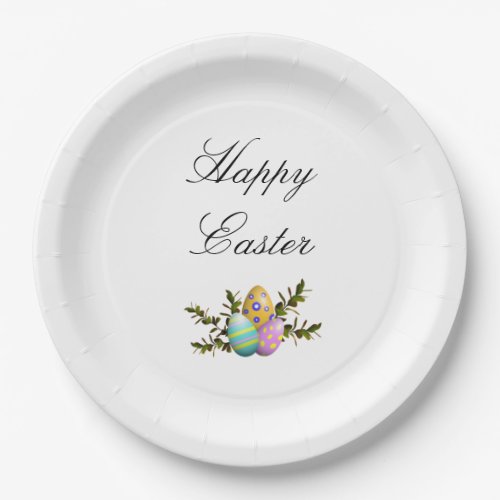 Colorful Easter Eggs Botanical Greenery Paper Plates