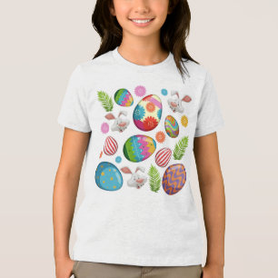 Colorful Easter Eggs Bunny Faces-23172 Tri-Blend Shirt