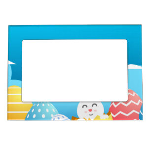 Colorful Easter Eggs Bunny Floral Easter    Magnetic Frame