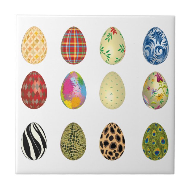 colorful easter eggs ceramic tile (Front)