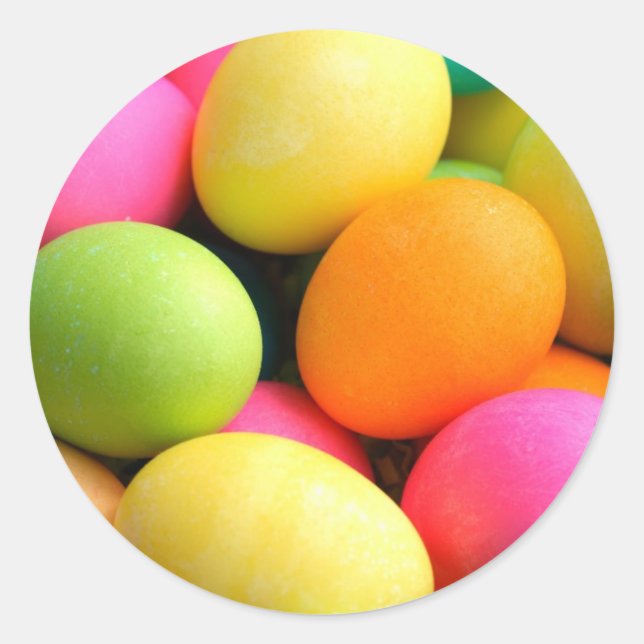Colorful Easter Eggs Classic Round Sticker (Front)