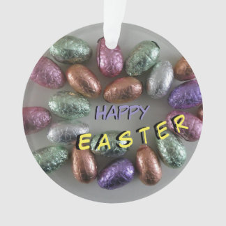 Colorful Easter Eggs Cust. Happy Easter Ornament