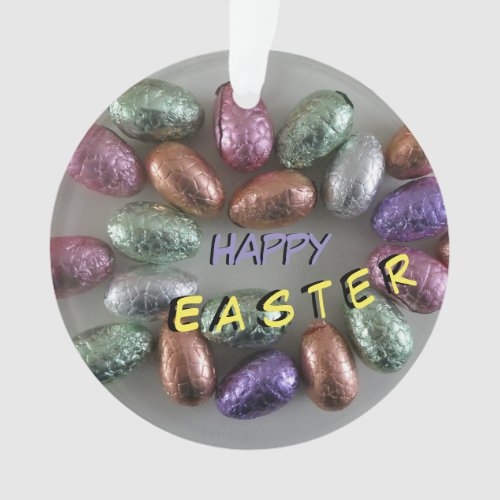 Colorful Easter Eggs Cust Happy Easter Ornament