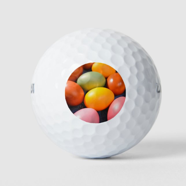 Colorful Easter Eggs Custom Photo Golf Balls (Front)