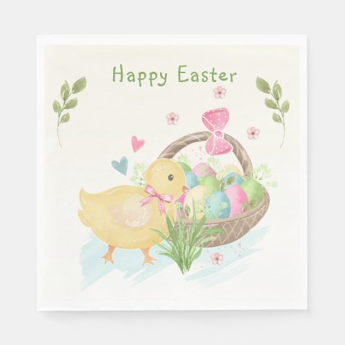 Colorful Easter Eggs Cute Chicken Napkins