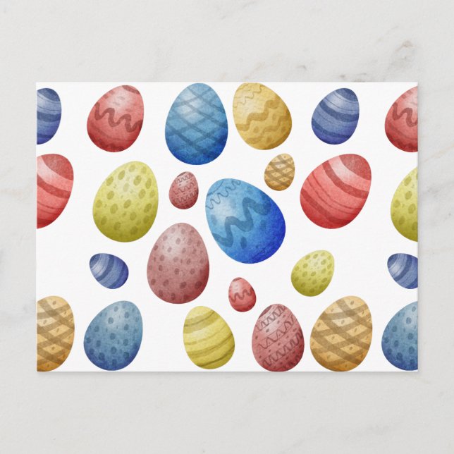 Colorful Easter Eggs Cute Spring Holiday Gift Postcard (Front)