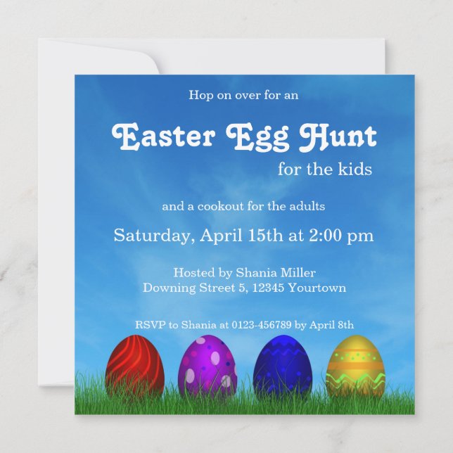 Colorful Easter Eggs | Easter Egg Hunt Invitation (Back)