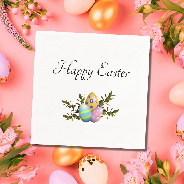 Colorful Easter Eggs Elegant Botanical Napkins (Creator Uploaded)