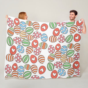 Colorful Easter Eggs Fleece Blanket – Pastel 