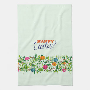 Colorful Easter Eggs & Flowers Pattern Kitchen Towel