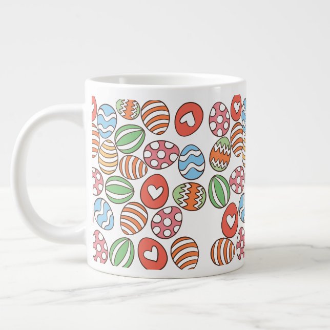 Colorful Easter Eggs Giant Coffee Mug – Spring Cup (Left)