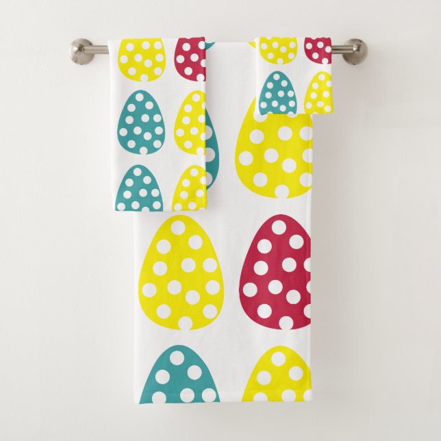 Colorful Easter Eggs Happy Easter  Bath Towel Set (Insitu)