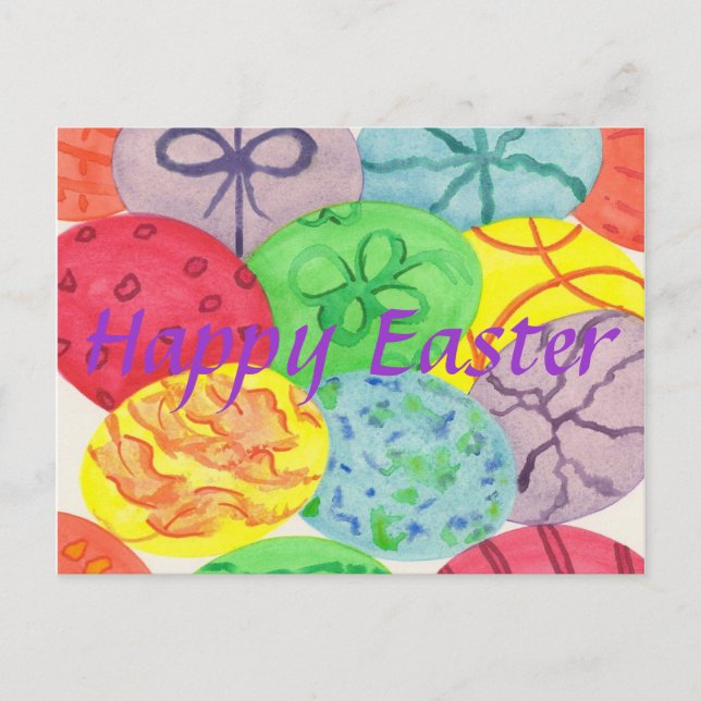 Colorful Easter Eggs Happy Easter Postcards (Front)