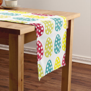 Colorful Easter Eggs Happy Easter   Short Table Runner