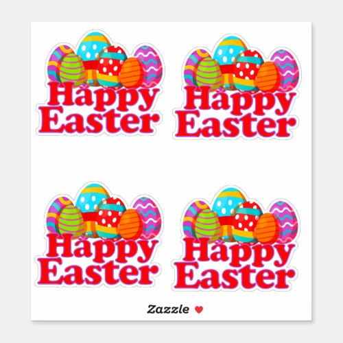 Colorful Easter Eggs   Happy Easter Sticker
