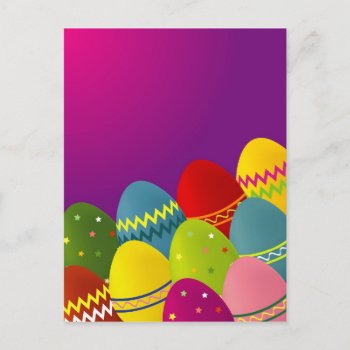 Colorful Easter Eggs Holiday Postcard by madelaide at Zazzle