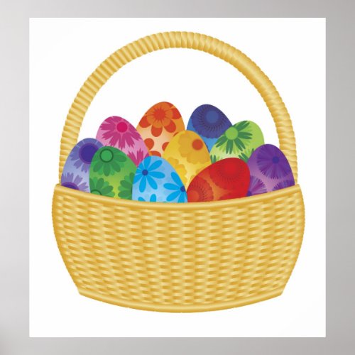 Colorful Easter Eggs in Basket Poster