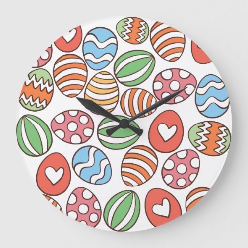 Colorful Easter Eggs Large Clock