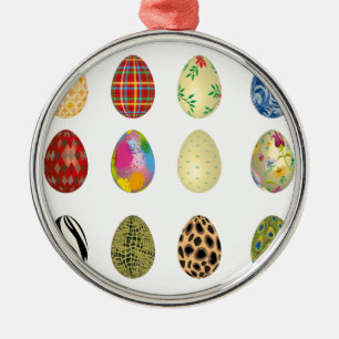 colorful easter eggs metal ornament