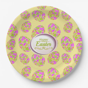 Colorful Easter Eggs Mosaic Paper Plates
