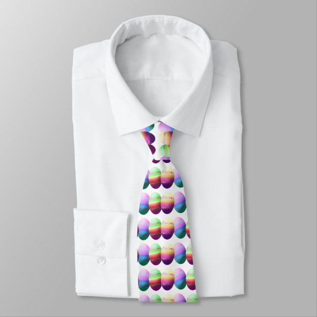 Colorful Easter Eggs Neck Tie (Tied)