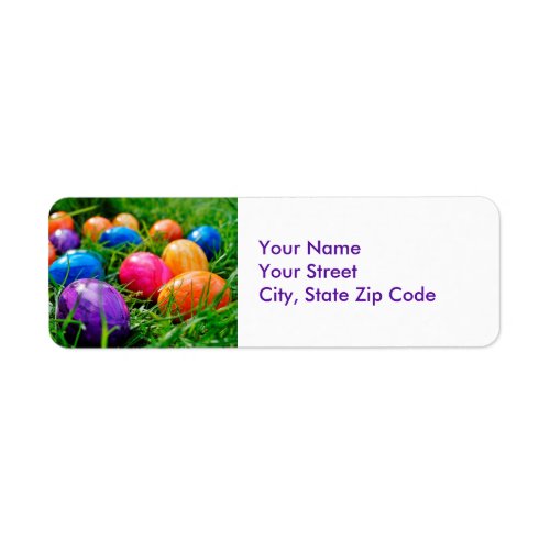 Colorful Easter Eggs on Grass Photo Address Labels