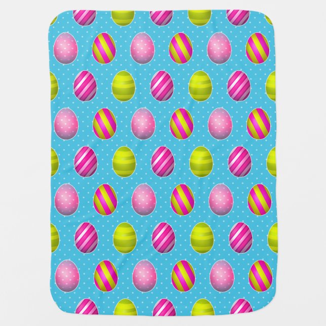 Colorful Easter Eggs On Polka Dot Background Baby Blanket (Front)