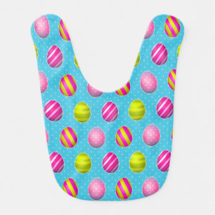 Colorful Easter Eggs On Polka Dot Background Bib