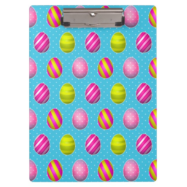 Colorful Easter Eggs On Polka Dot Background Clipboard (Front)