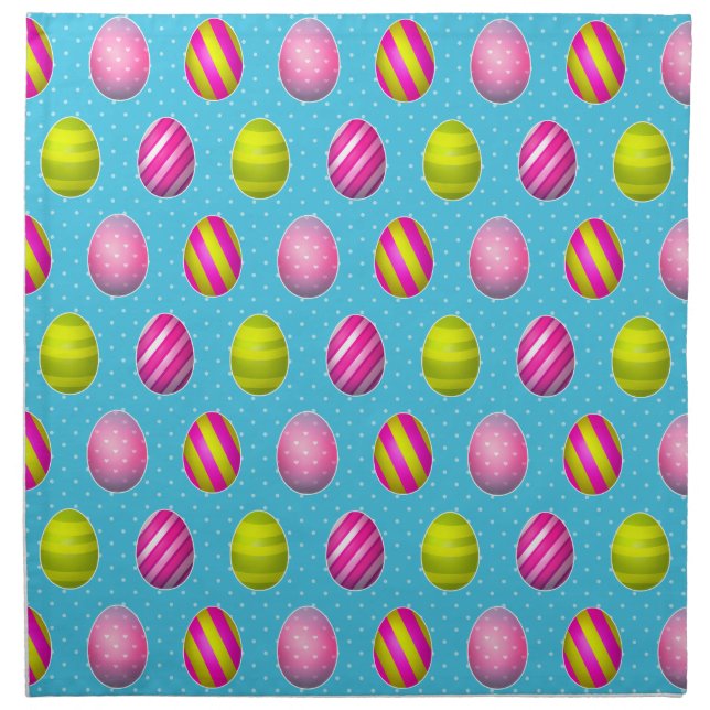 Colorful Easter Eggs On Polka Dot Background Cloth Napkin (Front)
