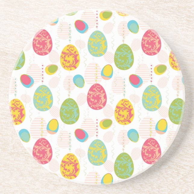 Colorful Easter Eggs Pattern Coaster (Front)
