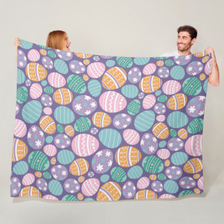 Colorful Easter Eggs Pattern Fleece Blanket
