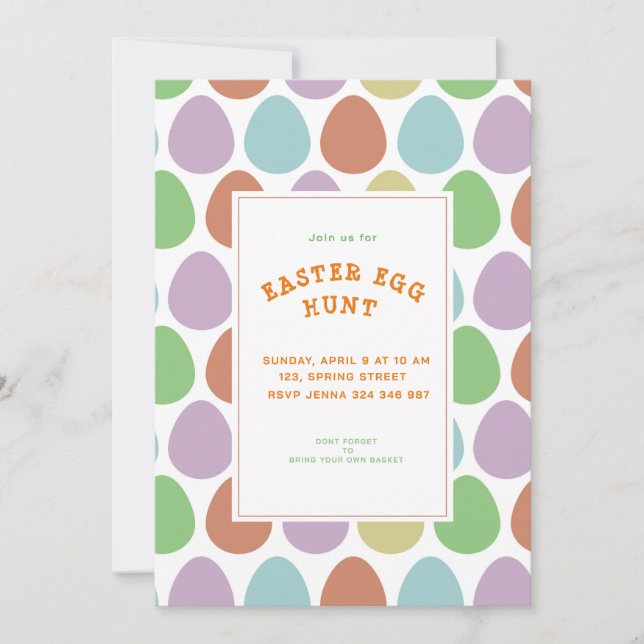 Colorful Easter Eggs Pattern  Invitation (Front)