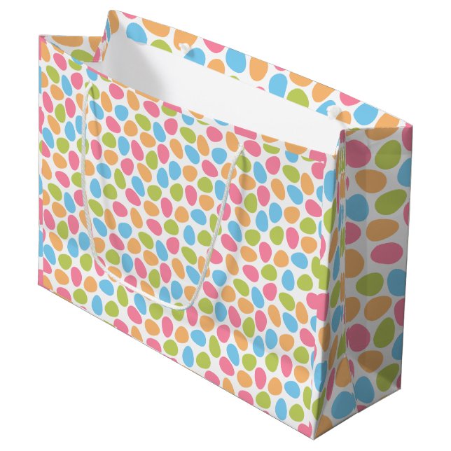 Colorful Easter Eggs Pattern Large Gift Bag (Front Angled)