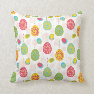 Colorful Easter Eggs Pattern Throw Pillow