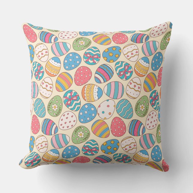 Colorful Easter Eggs Pattern  Throw Pillow (Front)