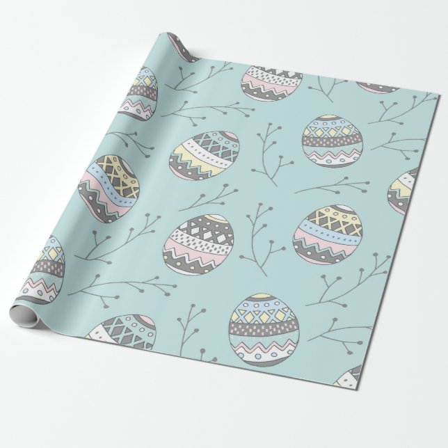 Colorful Easter eggs pattern Wrapping Paper (Unrolled)
