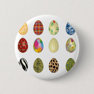 colorful easter eggs pinback button