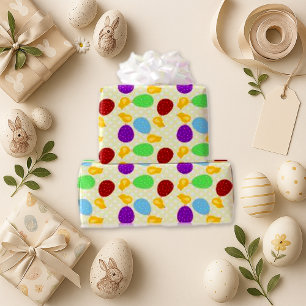 Colorful Easter Eggs Polka Dot Festive Wrapping Paper