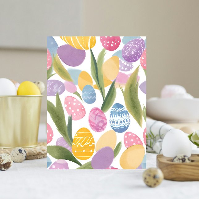 Colorful Easter Eggs | Pretty Watercolor Painted Postcard (Creator Uploaded)