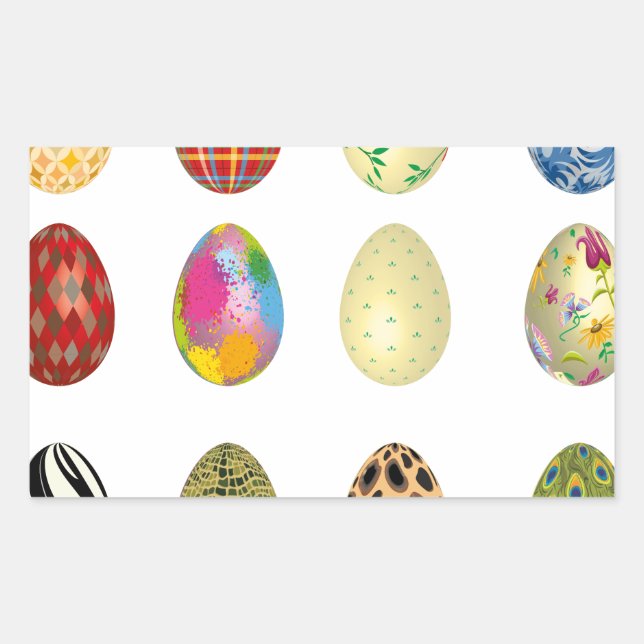 colorful easter eggs rectangular sticker (Front)