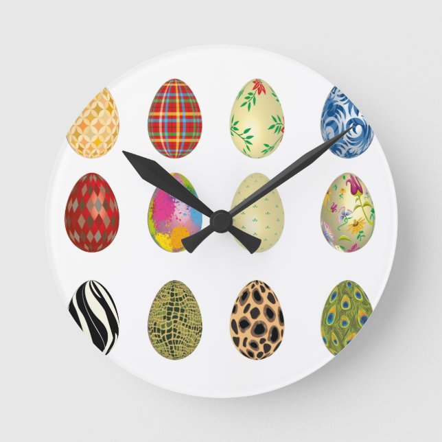 colorful easter eggs round clock (Front)