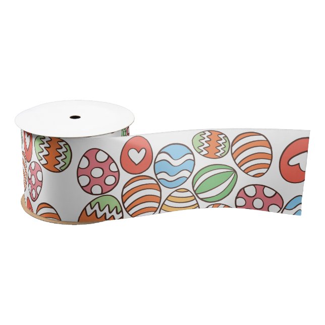 Colorful Easter Eggs Satin Ribbon (Spool)