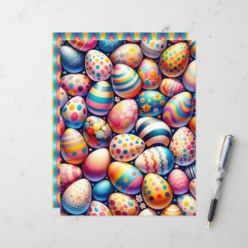 Colorful Easter Eggs Scrapbook Paper