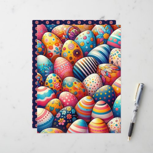 Colorful Easter Eggs Scrapbook Paper