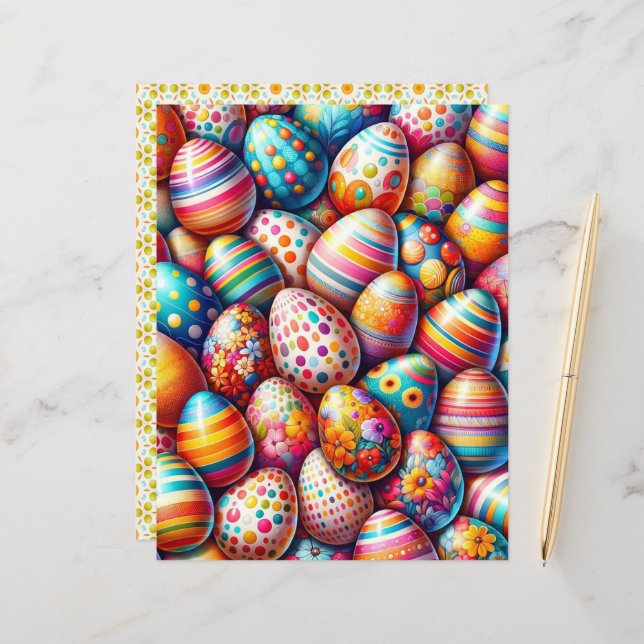 Colorful Easter Eggs Scrapbook Paper (Front/Back In Situ)