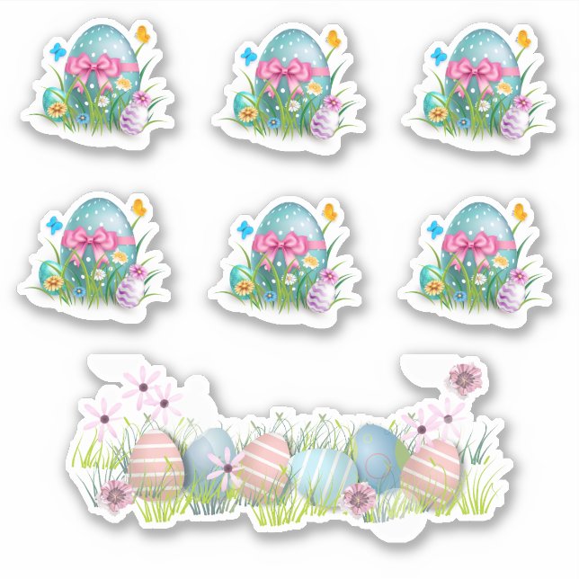 Colorful Easter Eggs scrapbook stickers (Front)